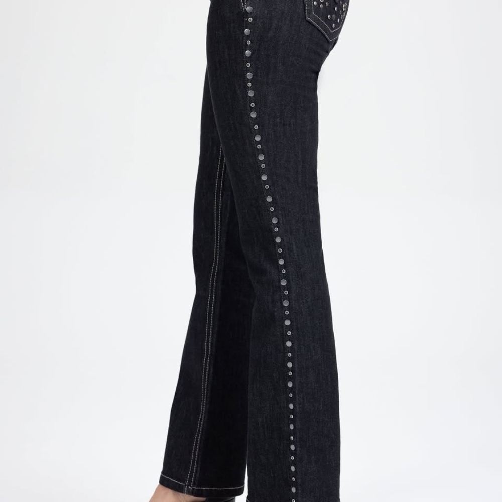 Miss Me Black Boot Cut Jeans with Silver Stud Trim
